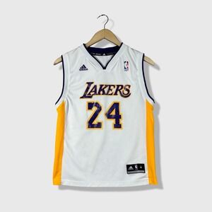 Adidas Kobe Bryant Lakers Jersey Kids M #24 White Basketball Sports Streetwear